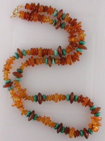Amber, Horn, & Turquoise Necklace