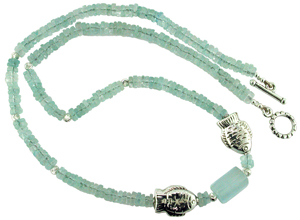 SS Aquamarine Bead Necklace