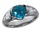 Blue Zircon + Diamond Ring