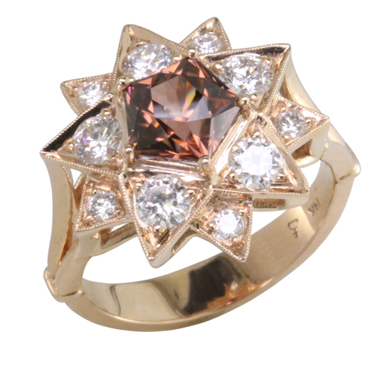 14k Zircon & Diamond Star Ring