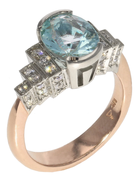 Cuprite Tourmaline + Diamond Ring