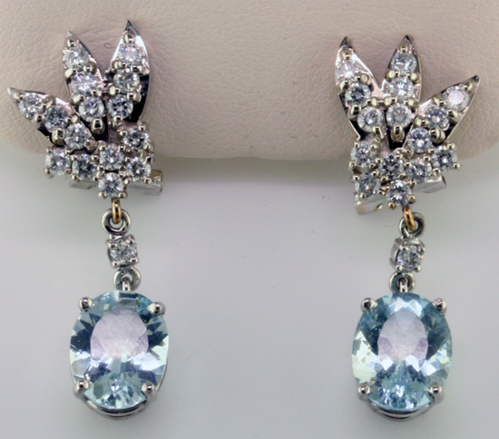 Custom Aquamarine & Diamond Earrings