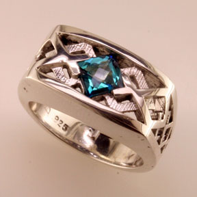 Custom Blue Topaz Men's Ring