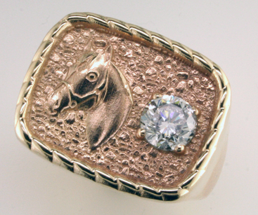 Custom Diamond Horse Ring