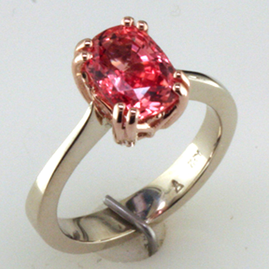 Custom Padparadscha Ring in Rose and White Gold