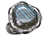 14kw Labradorite + Diamond Ring
