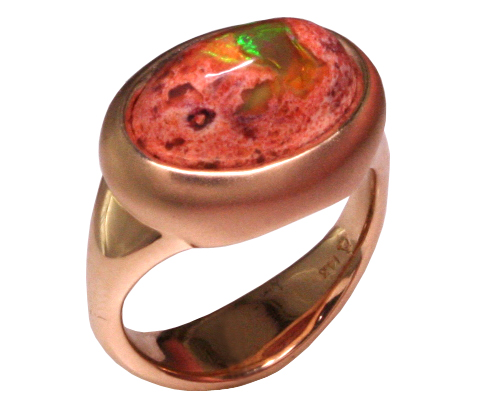 14k Mexican Fire Opal Ring