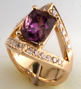 Rhodolite Garnet & Diamond Ring