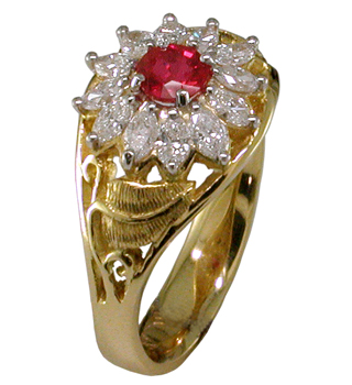 18ky Ruby & Diamond Ring