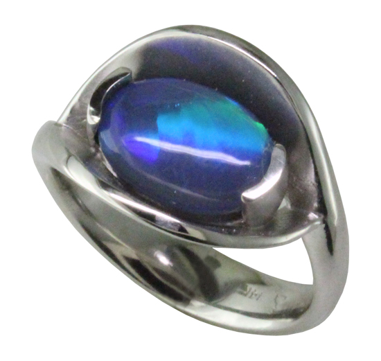 14kw Dark Grey Opal Ring