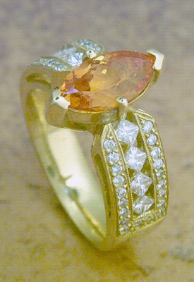 Spessartine Garnet & Diamond Ring