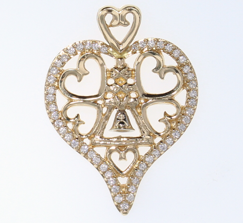 Medium Diamond Heart Raincross Pendant